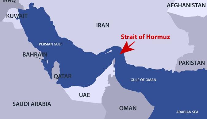 the image showing map of strait of hormuz